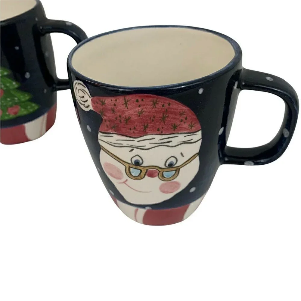 Lot of 3 VIntage 1999 Laurie Gates Christmas Mugs 14 oz Capacity Gingerbread Men